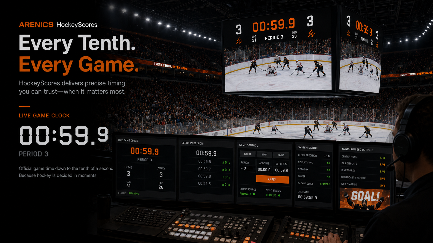 HockeyScores med tiendedelsvisning i siste minutt